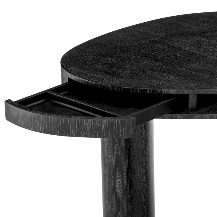 Desk Vence Charcoal Grey Oak Veneer Tables Eichholtz