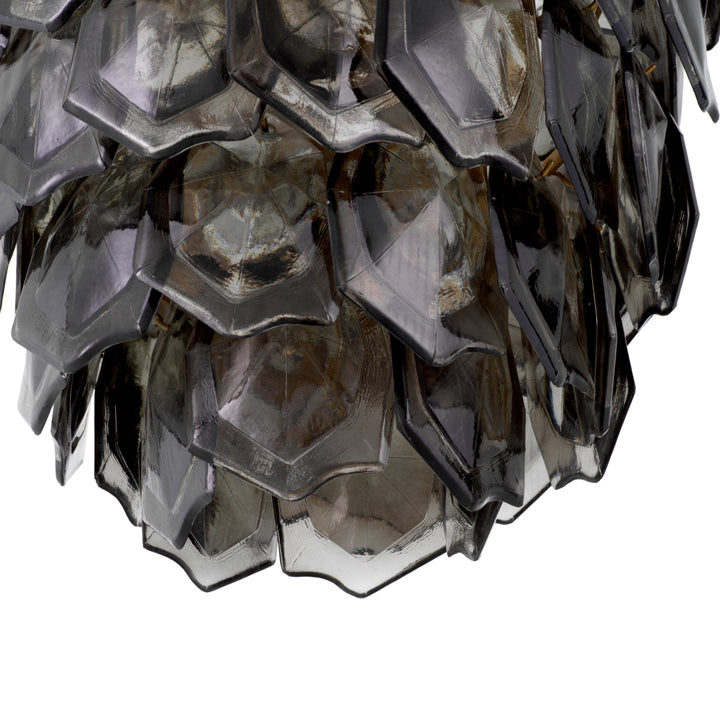 Chandelier Elias Vintage Brass Finish Handmade Smoke Glass Lighting Eichholtz