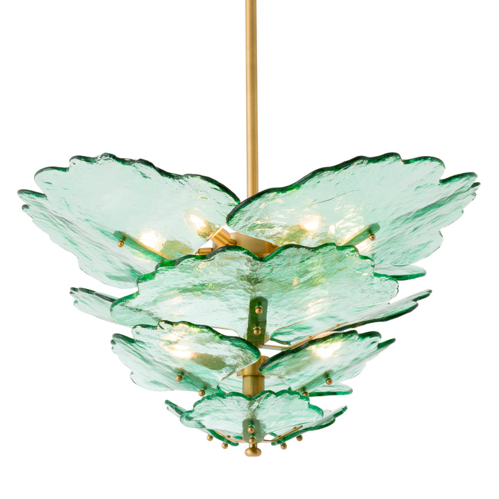 Chandelier Florina Antique Brass Finish Green Glass Lighting Eichholtz