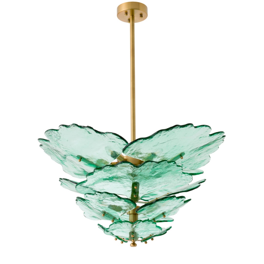 Chandelier Florina Antique Brass Finish Green Glass Lighting Eichholtz