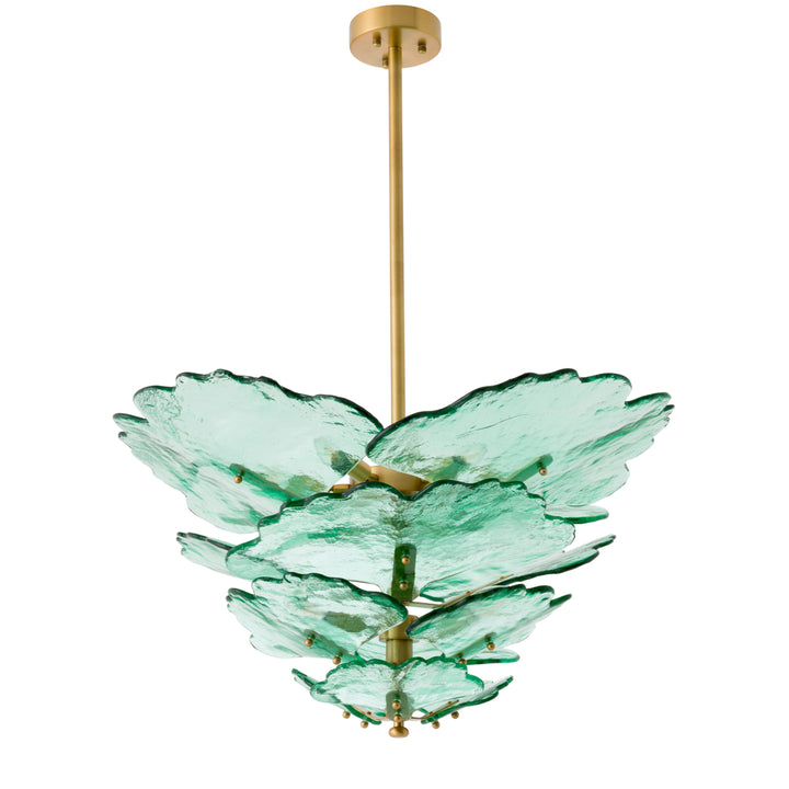 Chandelier Florina Antique Brass Finish Green Glass Lighting Eichholtz