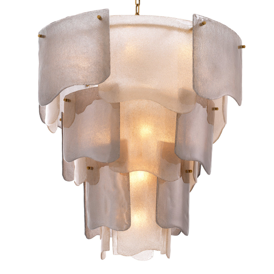 Chandelier Asinara L Antique Brass Finish Smoke Glass Lighting Eichholtz