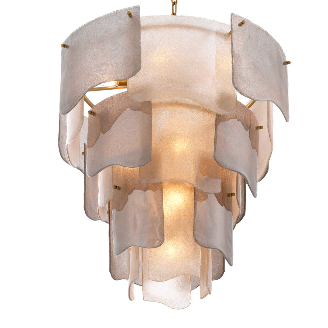 Chandelier Asinara L Antique Brass Finish Smoke Glass Lighting Eichholtz