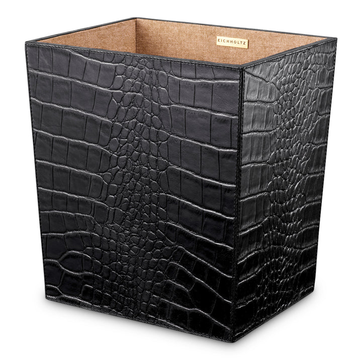 Desk Set Scaleo Set Of 3 Croco Embossed Black Leather Accessories Eichholtz