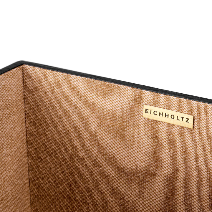 Desk Set Scaleo Set Of 3 Croco Embossed Black Leather Accessories Eichholtz