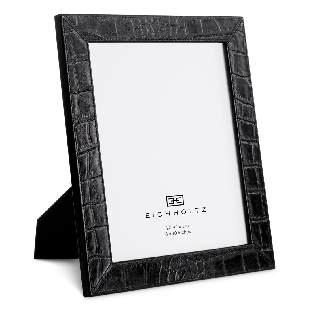 Picture Frame Scaleo Set Of 2 Croco Embossed Black Leather Accessories Eichholtz