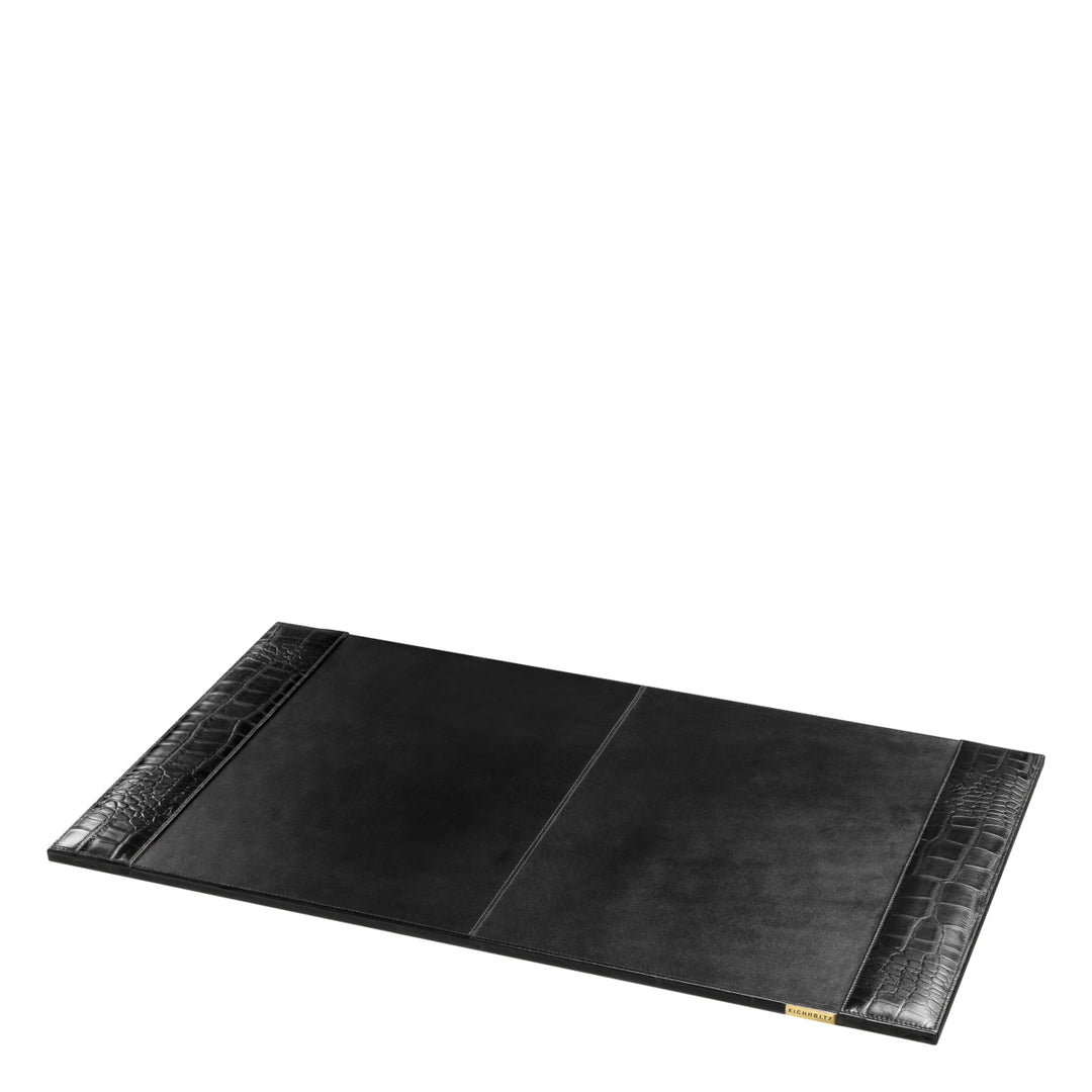 Desk Blotter Scaleo Croco Embossed Black Leather Accessories Eichholtz