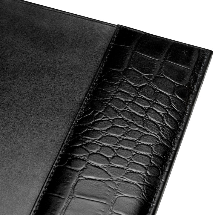 Desk Blotter Scaleo Croco Embossed Black Leather Accessories Eichholtz