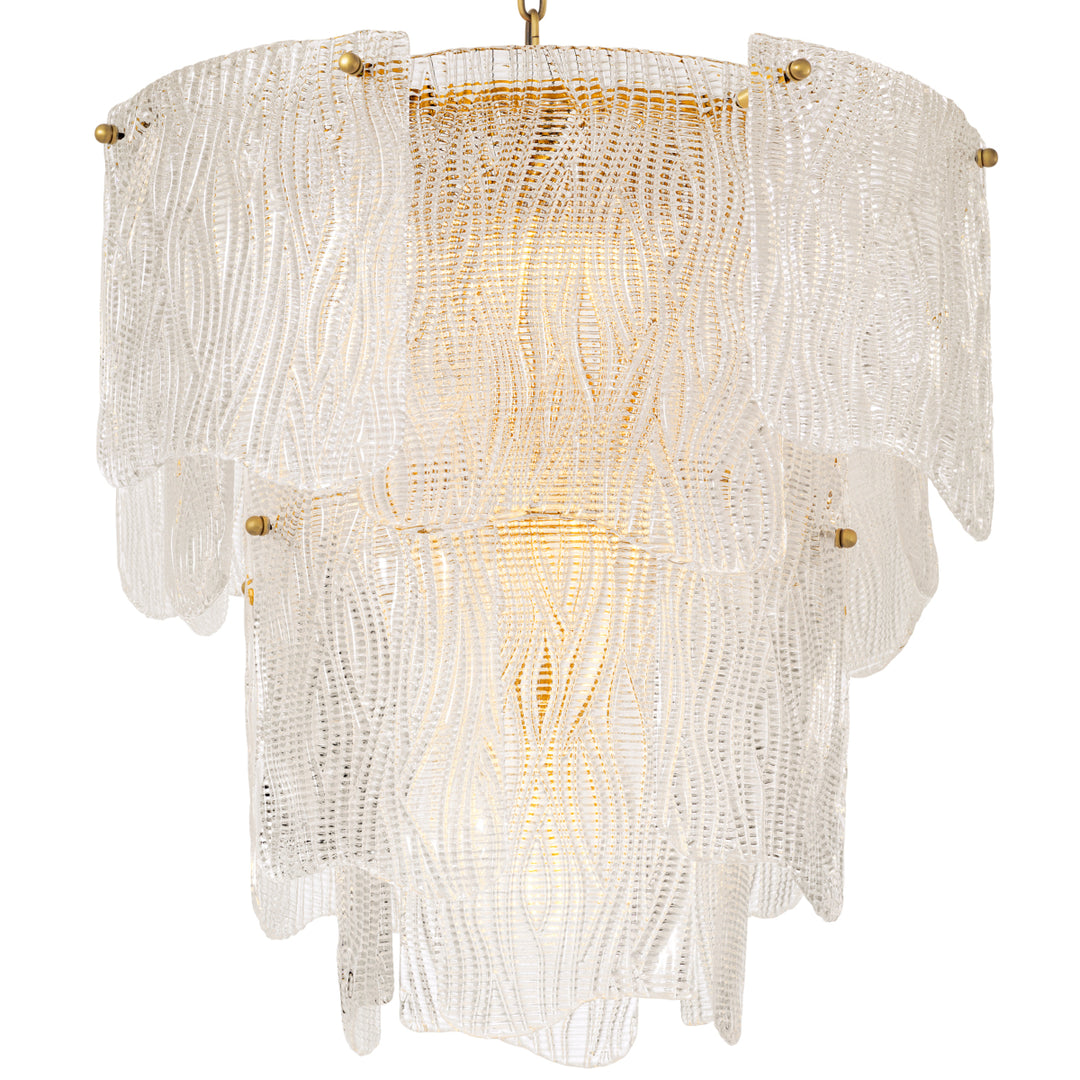 Chandelier Asinara S Antique Brass Finish Textured Glass Lighting Eichholtz