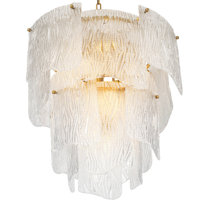 Chandelier Asinara S Antique Brass Finish Textured Glass Lighting Eichholtz