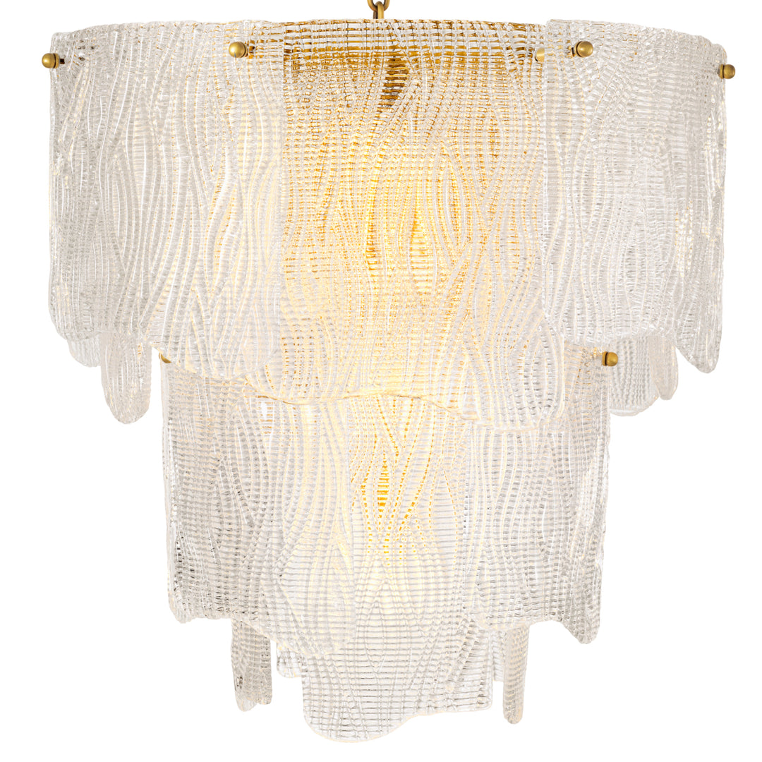 Chandelier Asinara S Antique Brass Finish Textured Glass Lighting Eichholtz