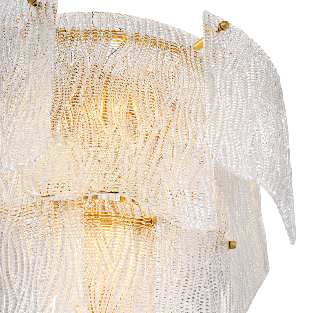 Chandelier Asinara S Antique Brass Finish Textured Glass Lighting Eichholtz