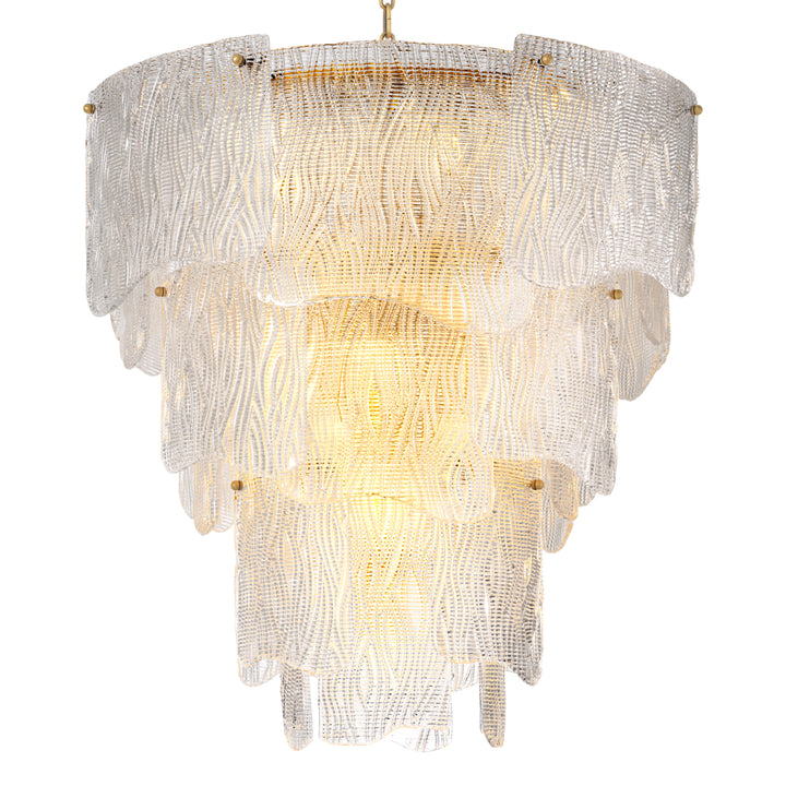Chandelier Asinara L Antique Brass Finish Textured Glass Lighting Eichholtz