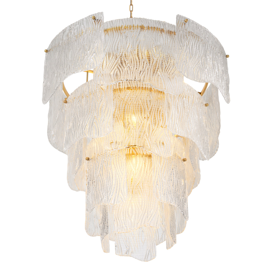 Chandelier Asinara L Antique Brass Finish Textured Glass Lighting Eichholtz