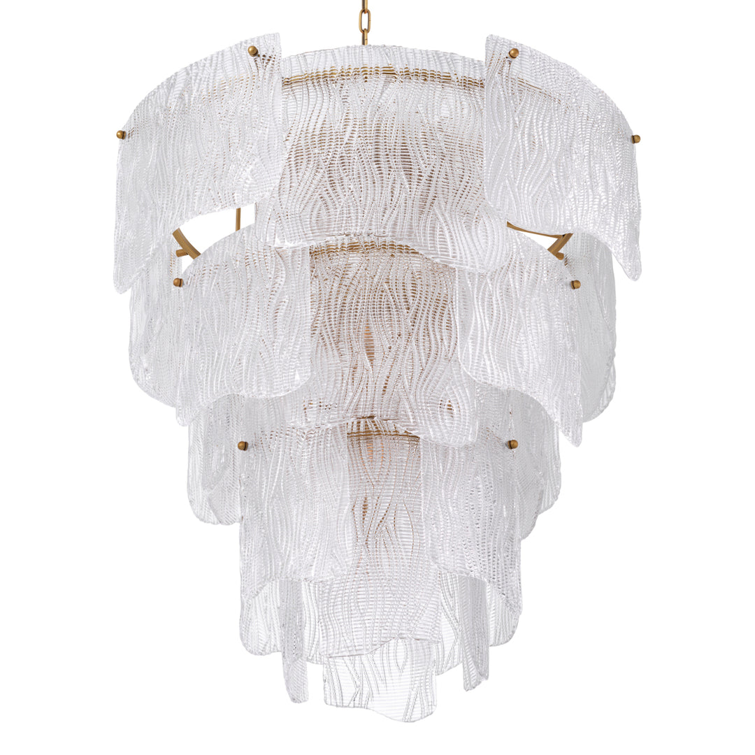 Chandelier Asinara L Antique Brass Finish Textured Glass Lighting Eichholtz