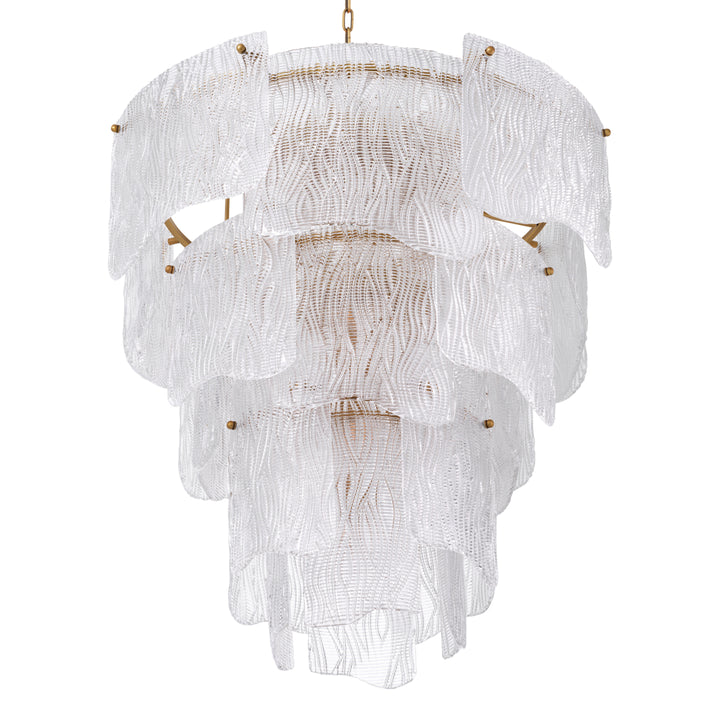 Chandelier Asinara L Antique Brass Finish Textured Glass Lighting Eichholtz