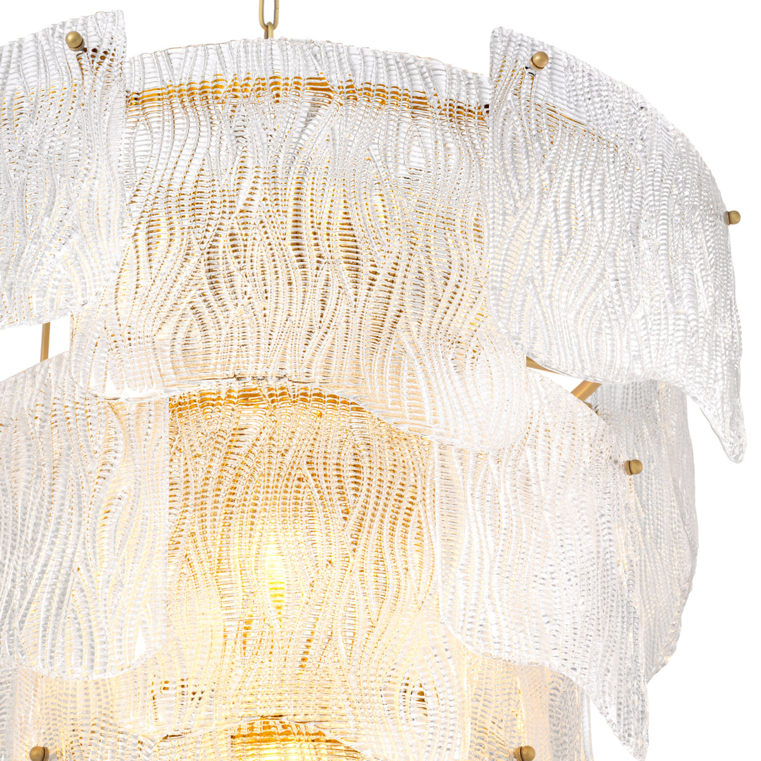 Chandelier Asinara L Antique Brass Finish Textured Glass Lighting Eichholtz