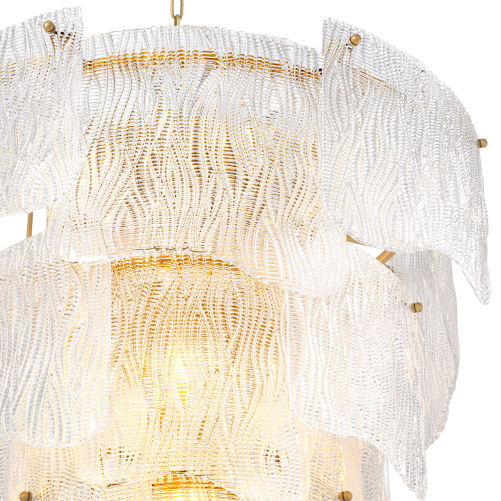 Chandelier Asinara L Antique Brass Finish Textured Glass Lighting Eichholtz