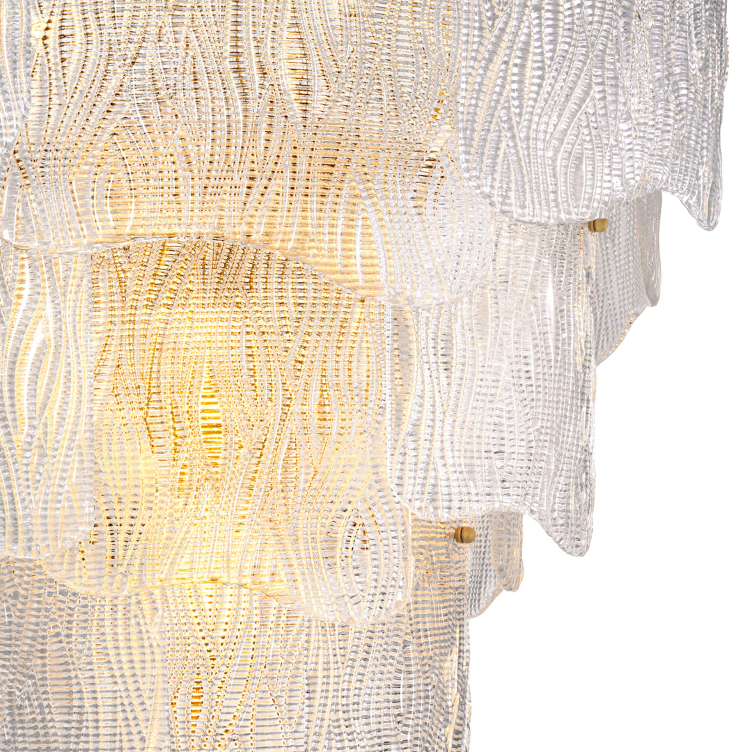 Chandelier Asinara L Antique Brass Finish Textured Glass Lighting Eichholtz