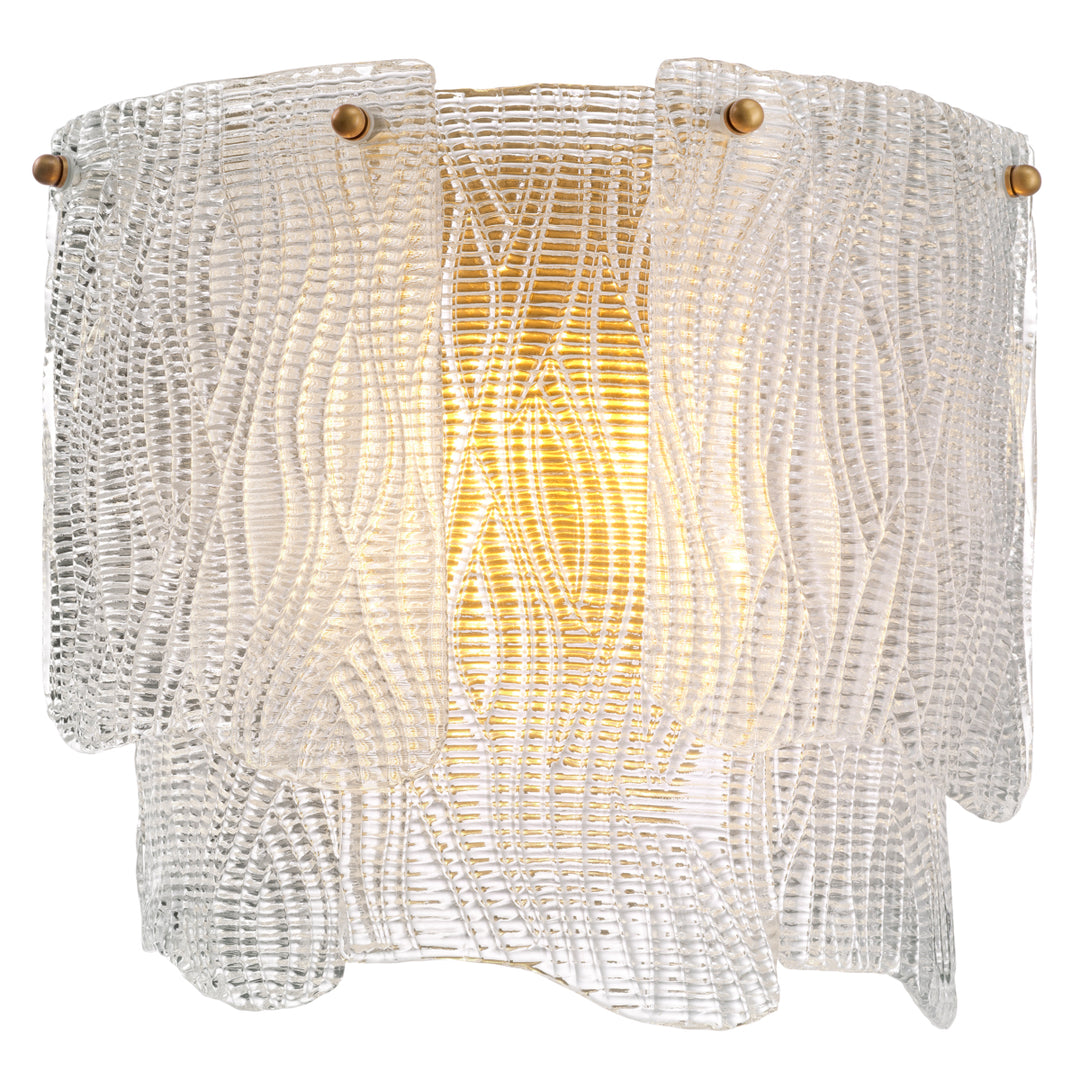 Wall Lamp Asinara Antique Brass Finish Textured Glass Lighting Eichholtz