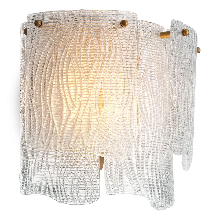 Wall Lamp Asinara Antique Brass Finish Textured Glass Lighting Eichholtz