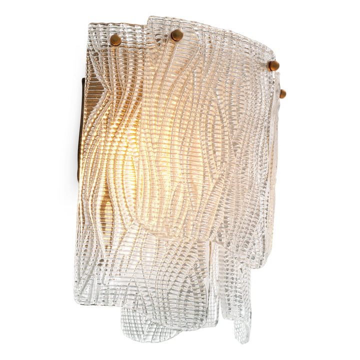 Wall Lamp Asinara Antique Brass Finish Textured Glass Lighting Eichholtz