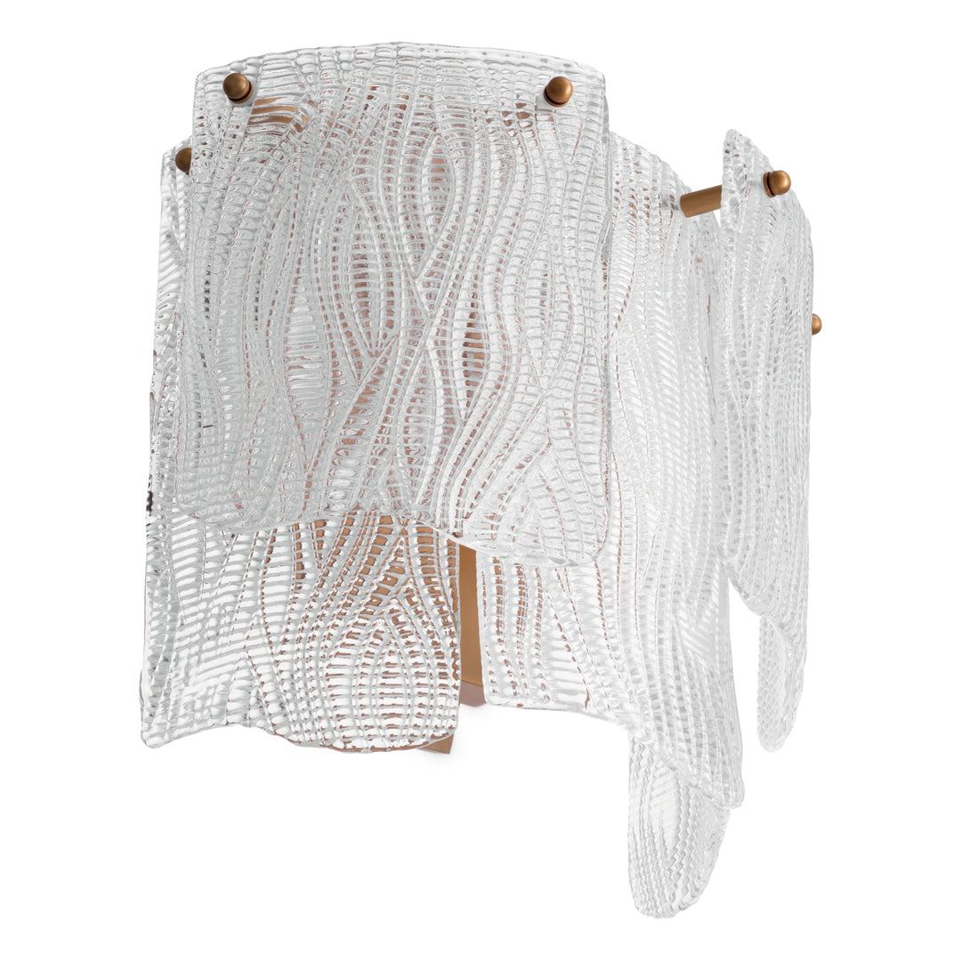 Wall Lamp Asinara Antique Brass Finish Textured Glass Lighting Eichholtz