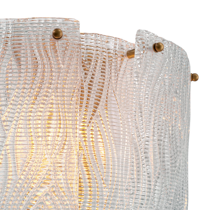 Wall Lamp Asinara Antique Brass Finish Textured Glass Lighting Eichholtz