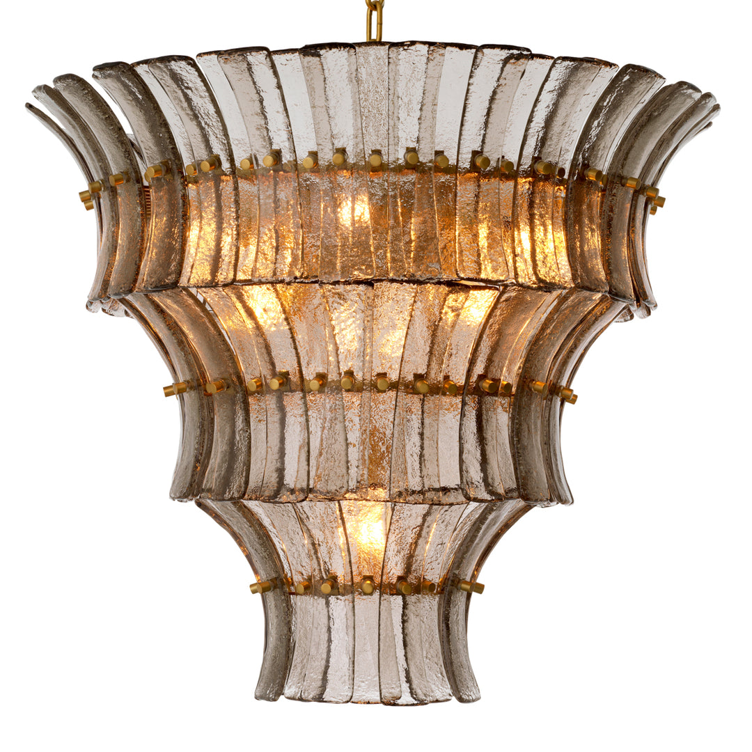 Chandelier Toscano Antique Brass Finish Smoke Glass Lighting Eichholtz