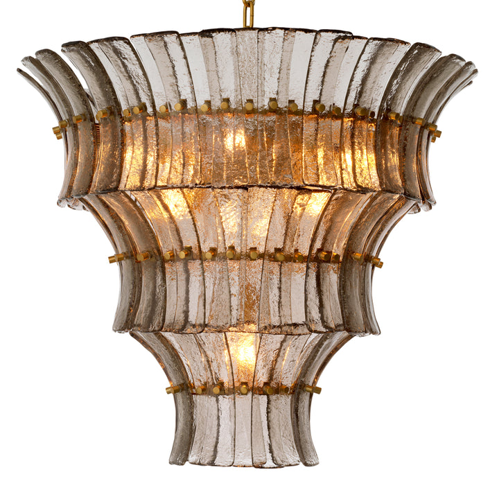 Chandelier Toscano Antique Brass Finish Smoke Glass Lighting Eichholtz