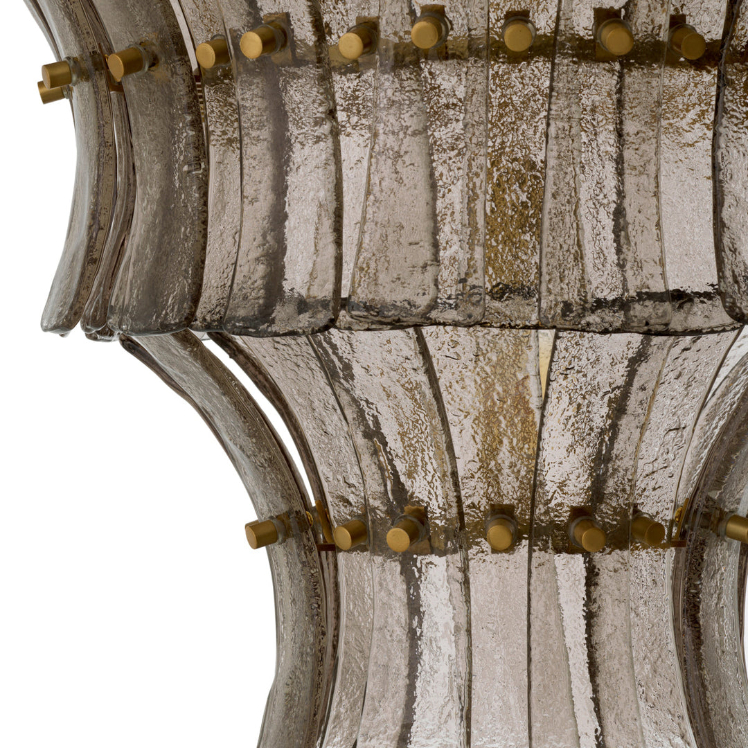 Chandelier Toscano Antique Brass Finish Smoke Glass Lighting Eichholtz