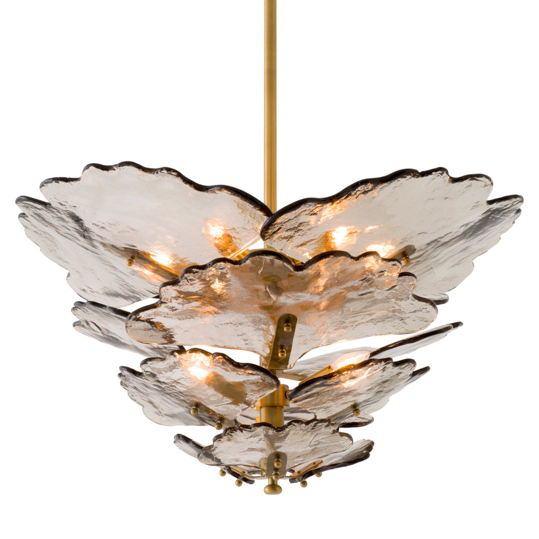 Chandelier Florina Antique Brass Finish Smoke Glass Lighting Eichholtz