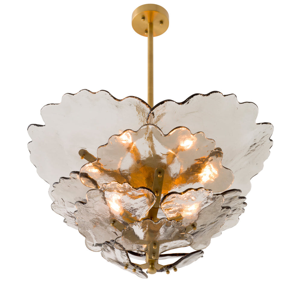 Chandelier Florina Antique Brass Finish Smoke Glass Lighting Eichholtz