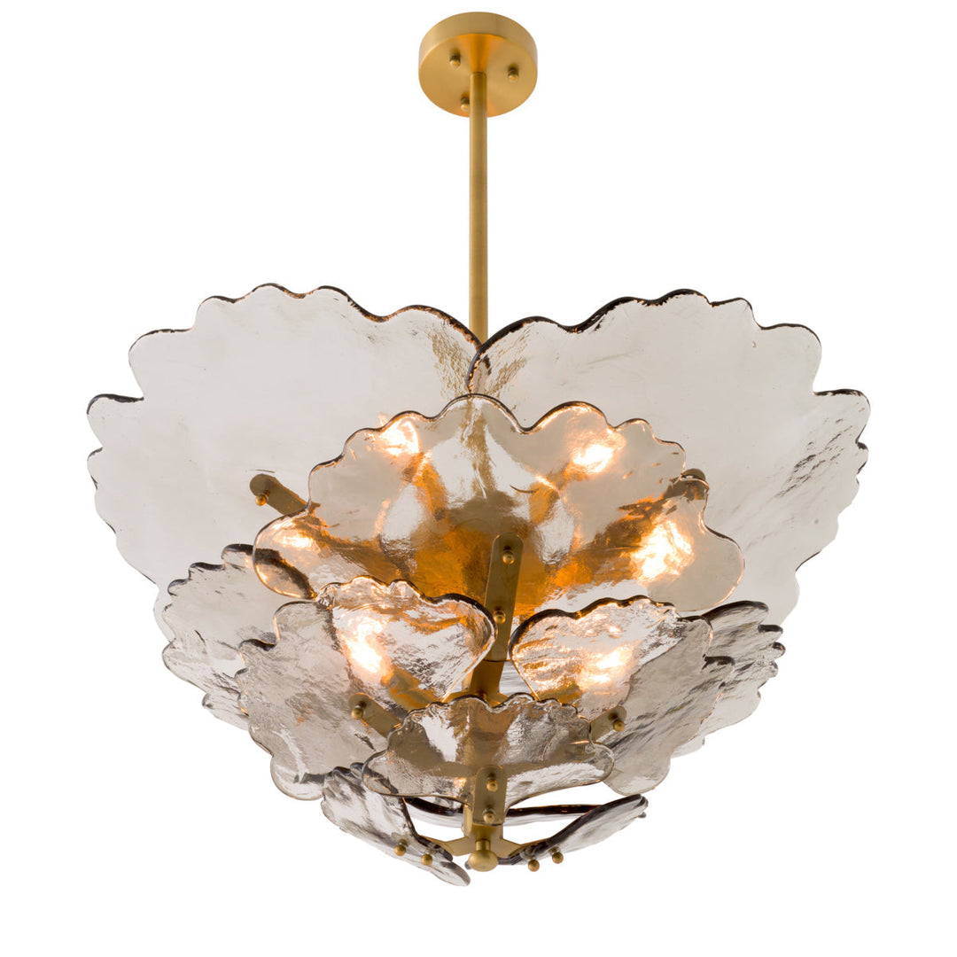 Chandelier Florina Antique Brass Finish Smoke Glass Lighting Eichholtz
