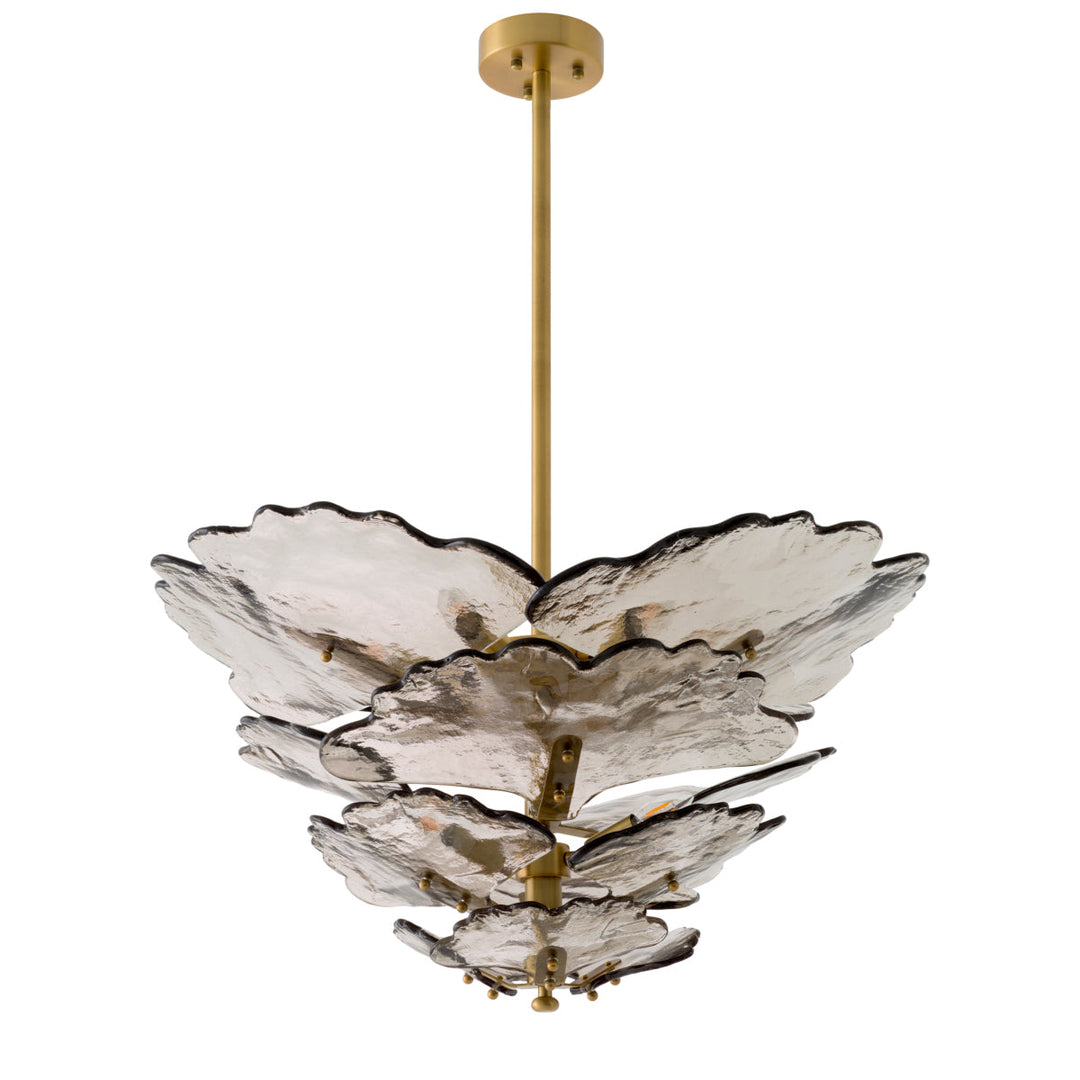 Chandelier Florina Antique Brass Finish Smoke Glass Lighting Eichholtz