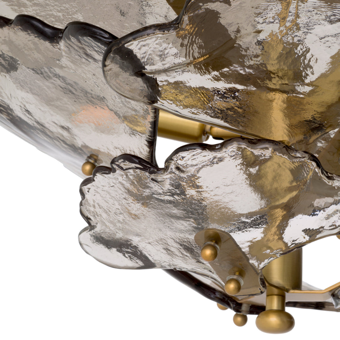 Chandelier Florina Antique Brass Finish Smoke Glass Lighting Eichholtz