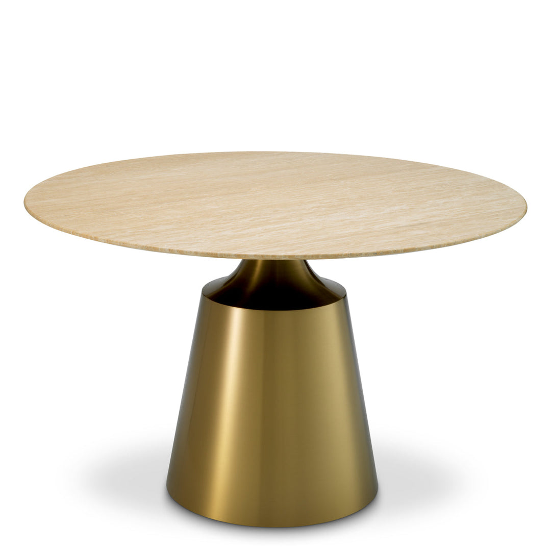 Dining Table Nathan Brushed Brass Finish Travertine Top Furniture Eichholtz