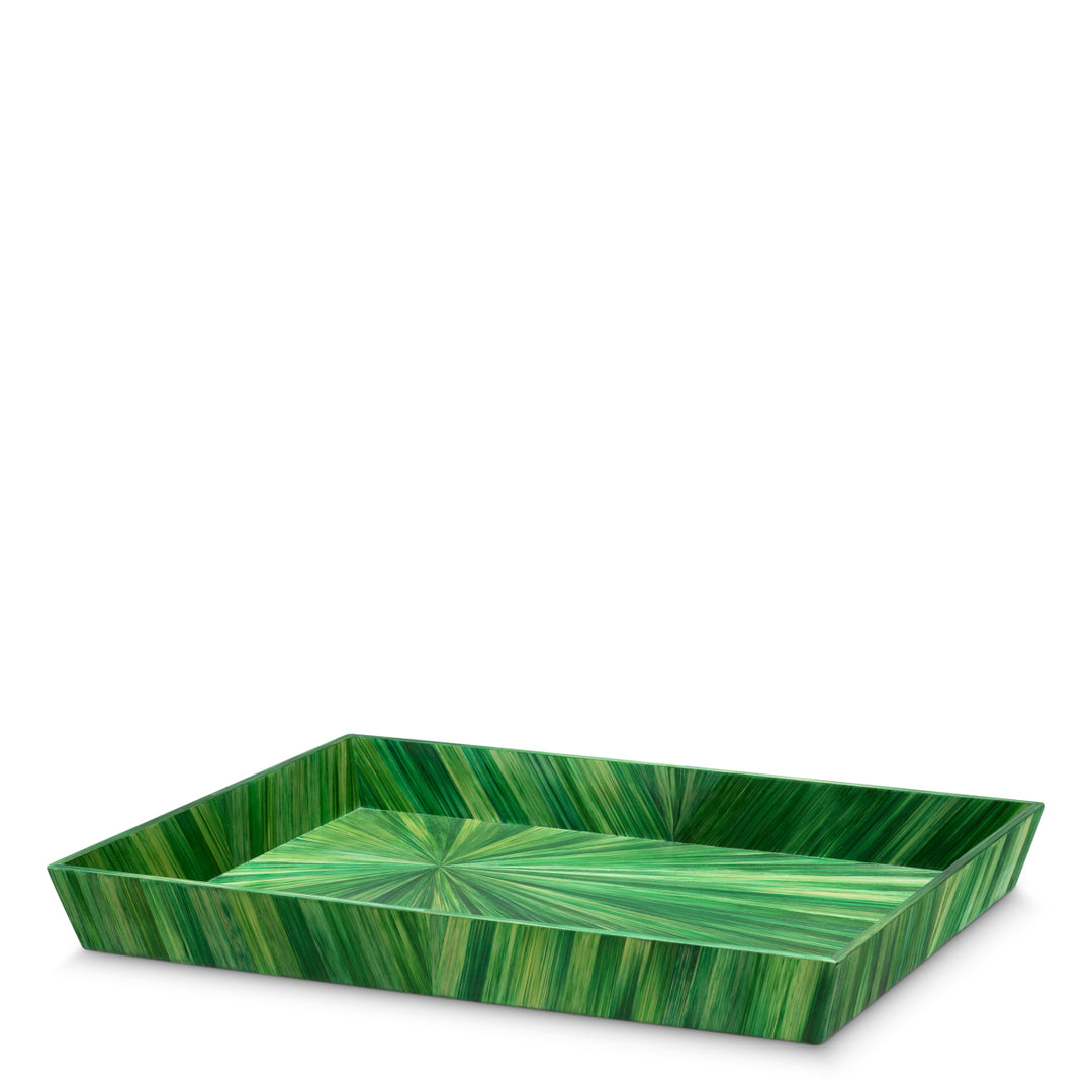 Desk Tray Harvard L Straw Marquetry Green Accessories Eichholtz