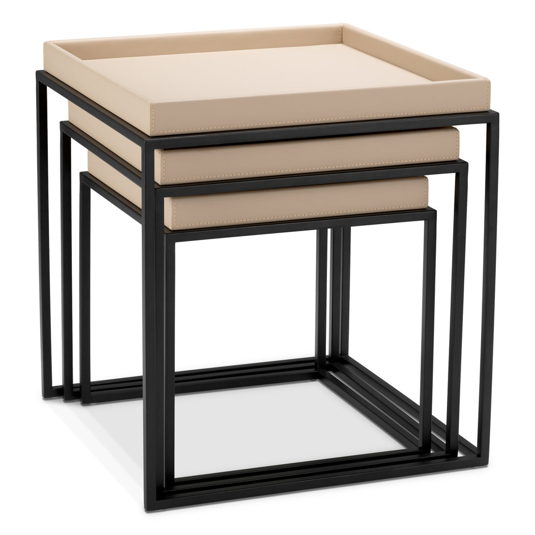 Side Table Léonard Set Of 3 Matte Black Finish Furniture Eichholtz