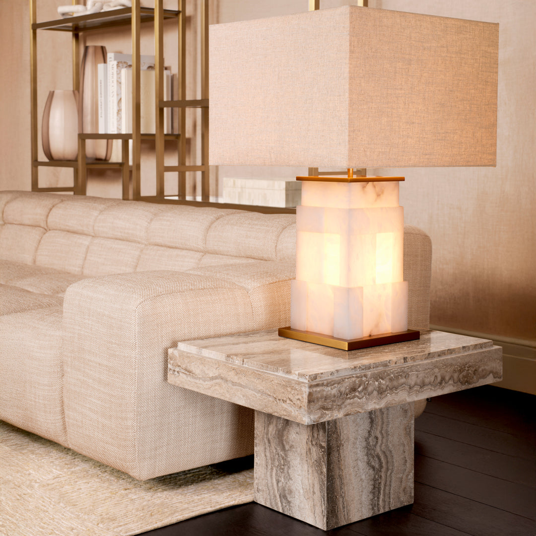 Side Table Sartoria Silver Travertine Furniture Eichholtz