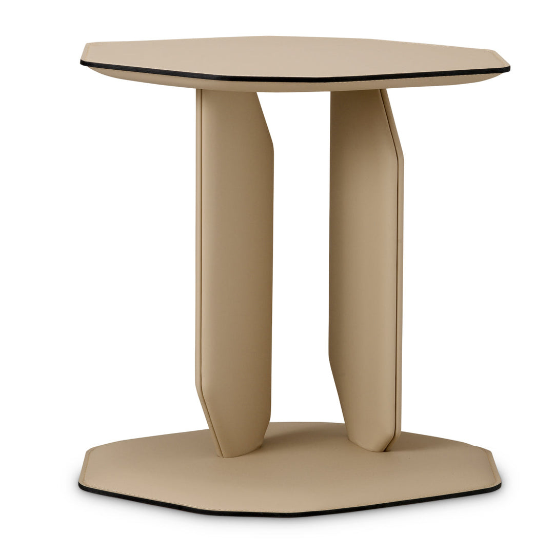 Side Table Maurizio Light Brown Faux Leather Furniture Eichholtz