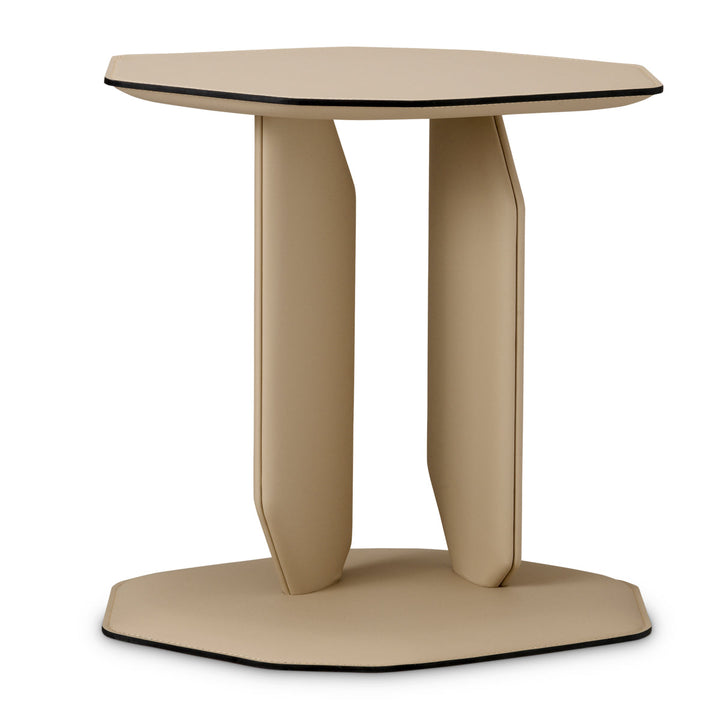 Side Table Maurizio Light Brown Faux Leather Furniture Eichholtz