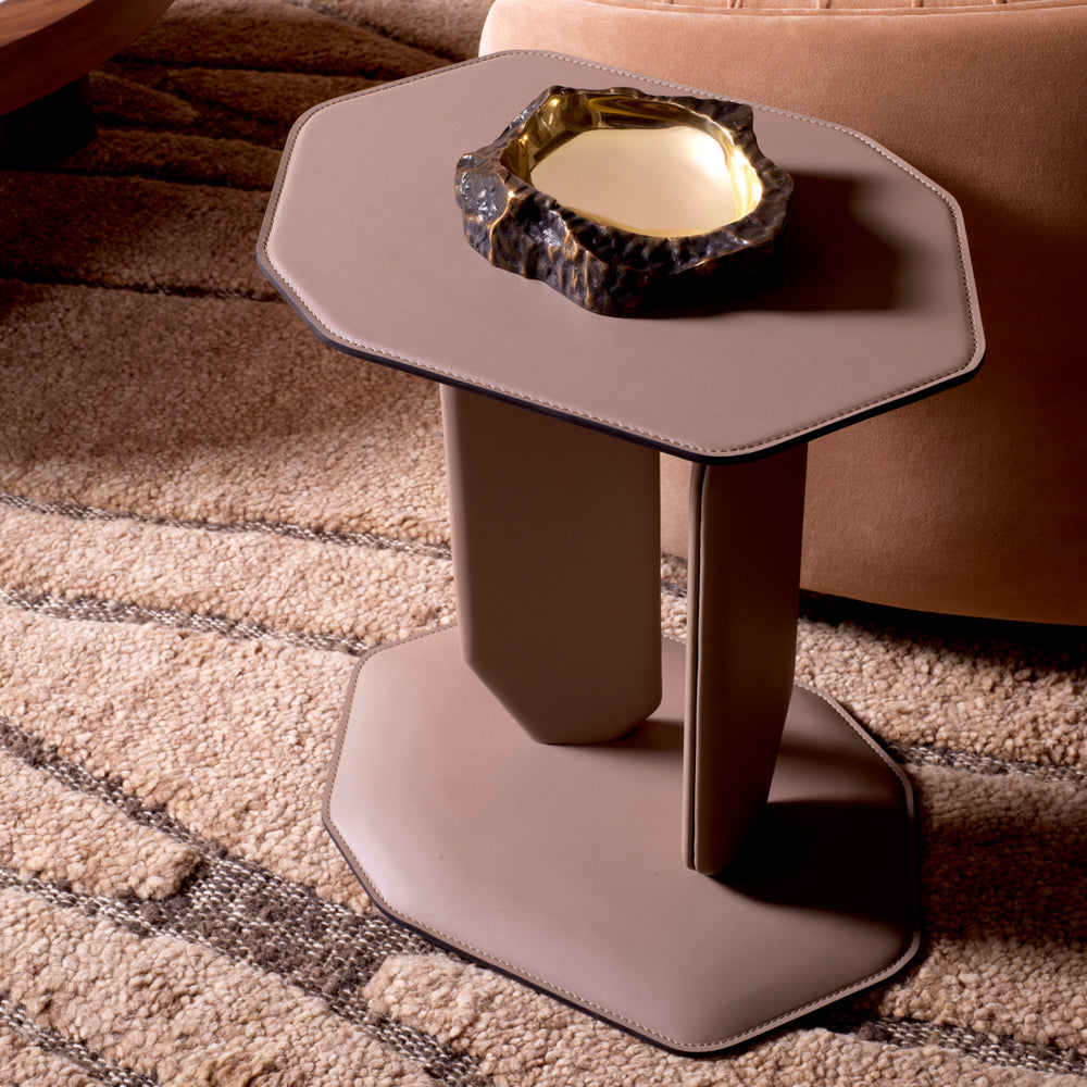 Side Table Maurizio Brown Faux Leather Furniture Eichholtz