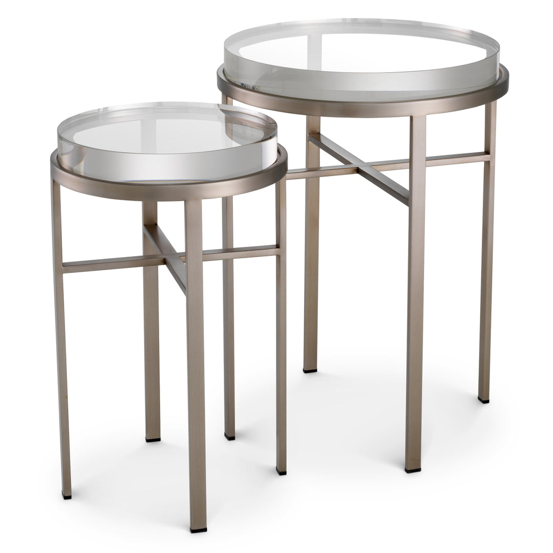 Side Table Hoxton Set Of 2 Brushed Steel Finish Furniture Eichholtz