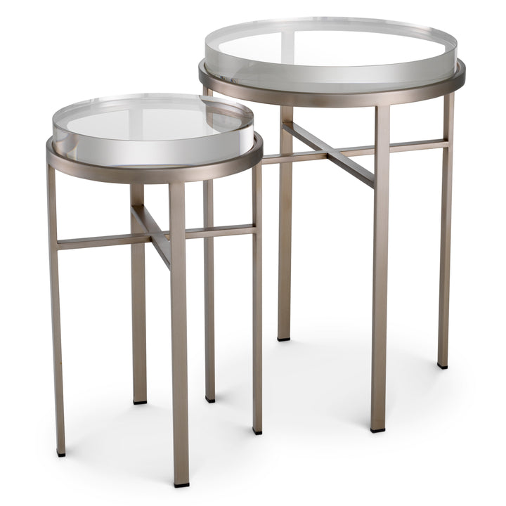 Side Table Hoxton Set Of 2 Brushed Steel Finish Furniture Eichholtz