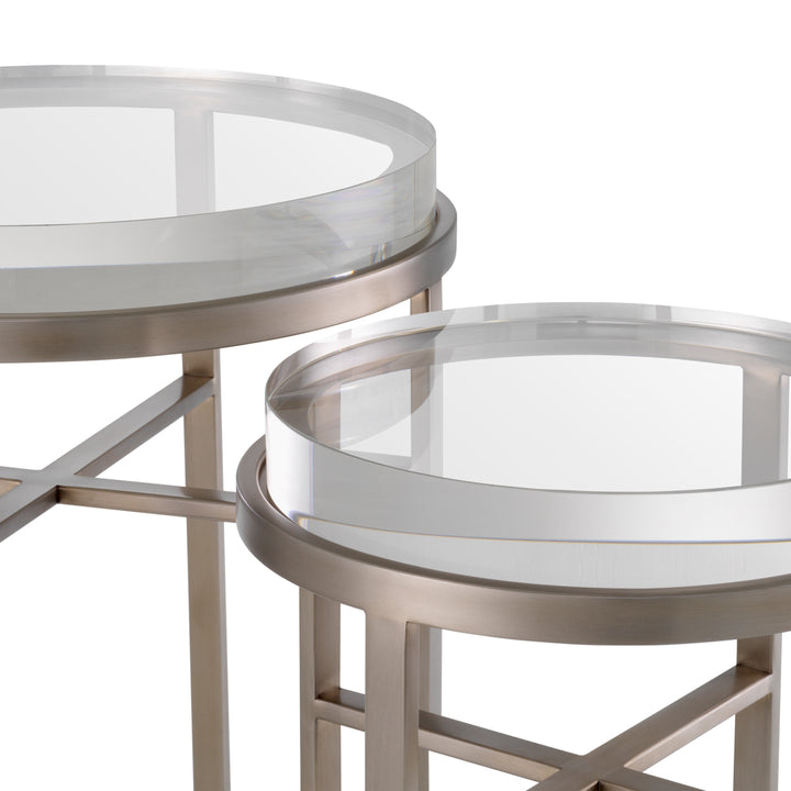 Side Table Hoxton Set Of 2 Brushed Steel Finish Furniture Eichholtz