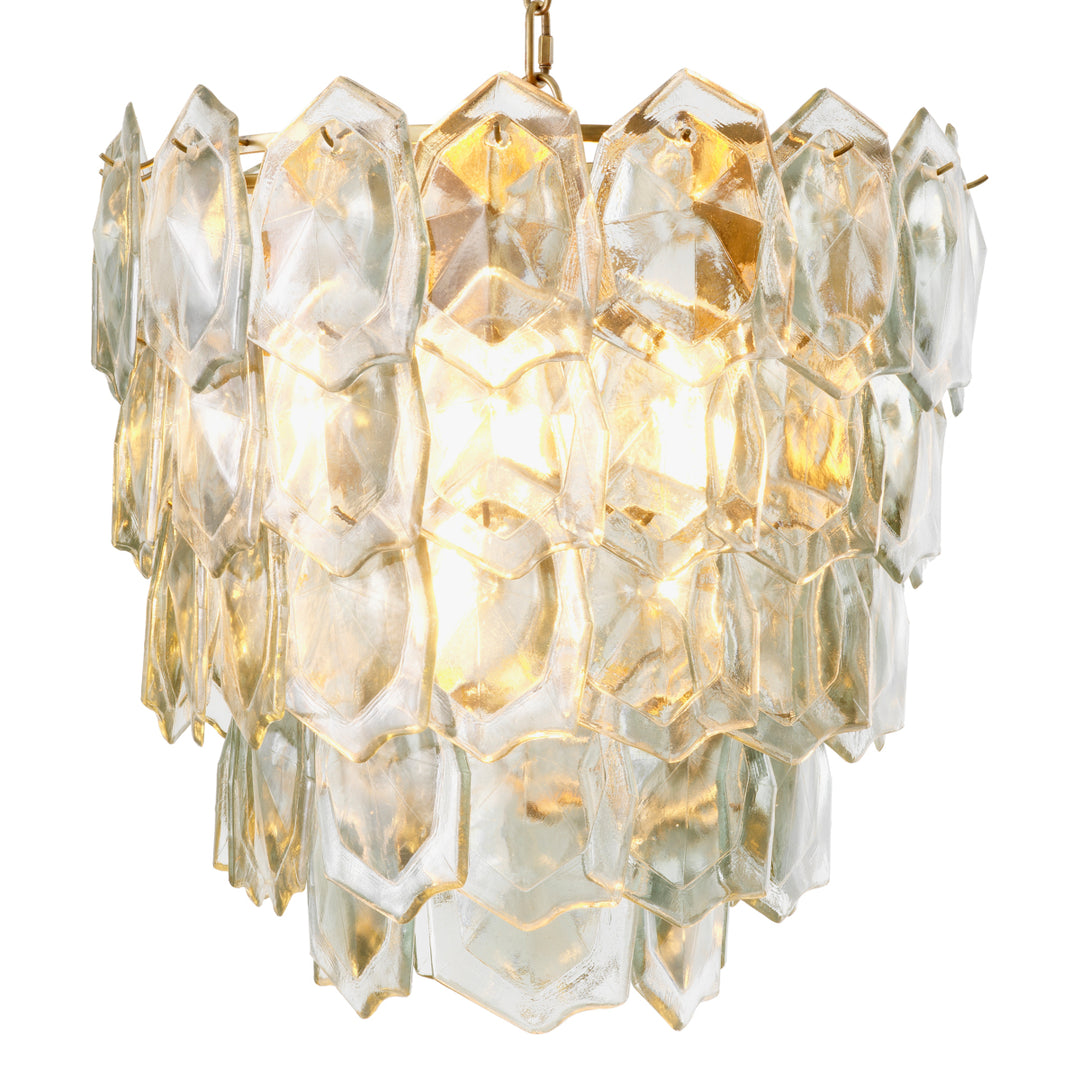 Chandelier Elias Vintage Brass Finish Clear Glass Lighting Eichholtz