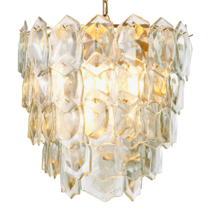 Chandelier Elias Vintage Brass Finish Clear Glass Lighting Eichholtz