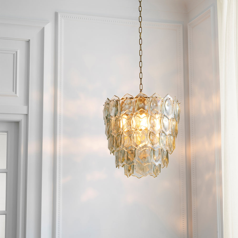 Chandelier Elias Vintage Brass Finish Clear Glass Lighting Eichholtz