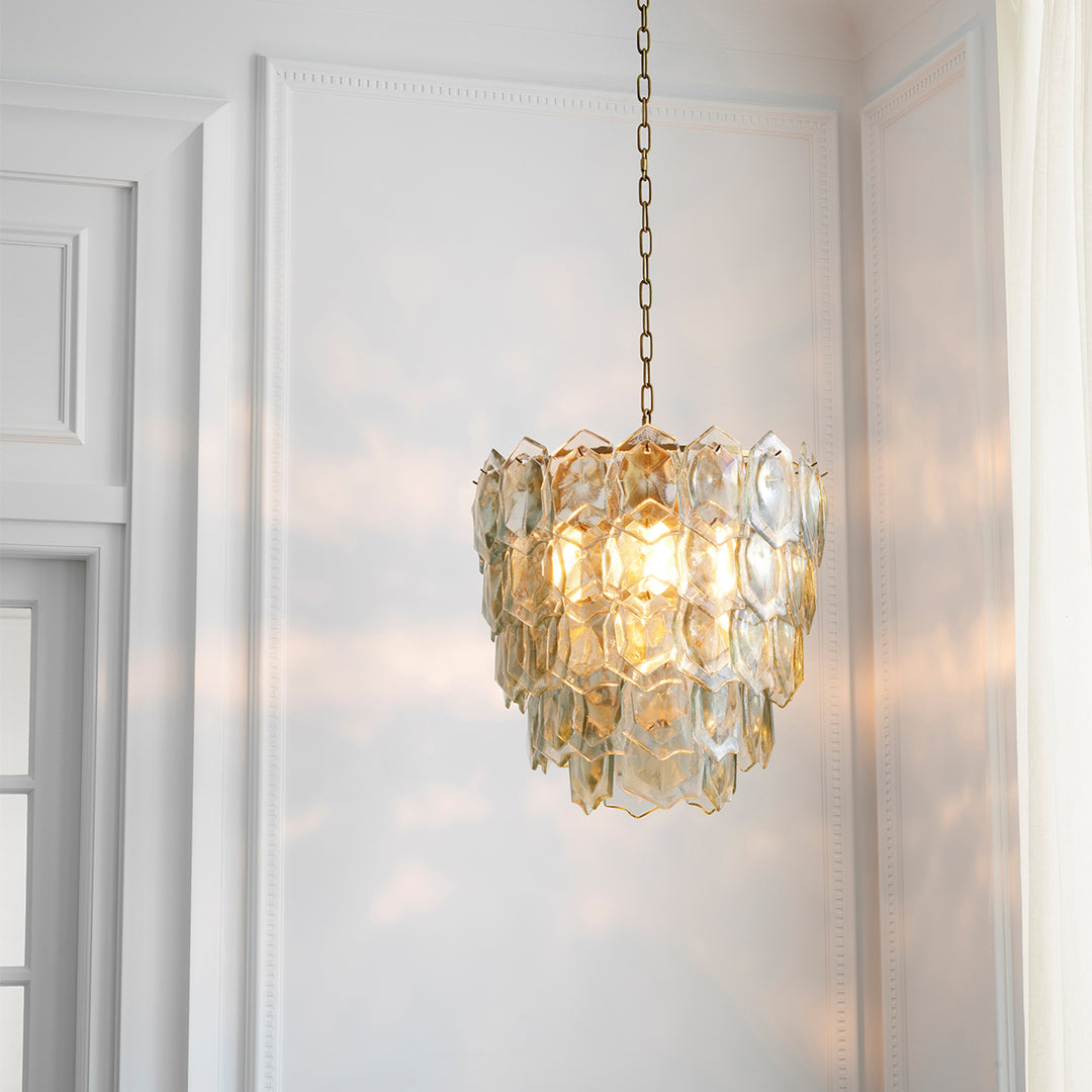 Chandelier Elias Vintage Brass Finish Clear Glass Lighting Eichholtz